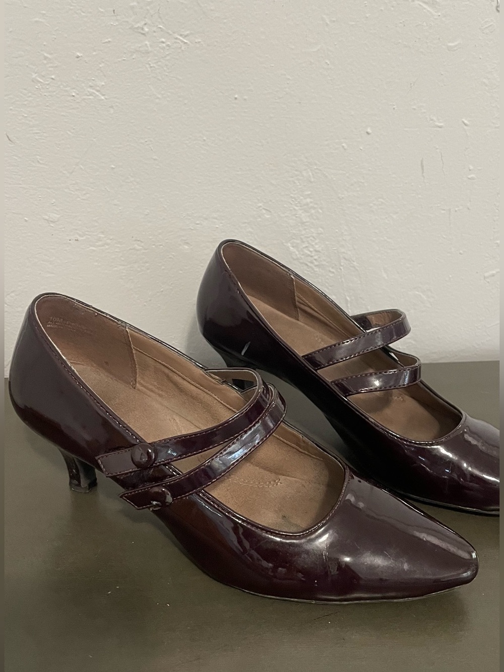 Patent Mary Jane Pumps in Plum/Deep Burgundy